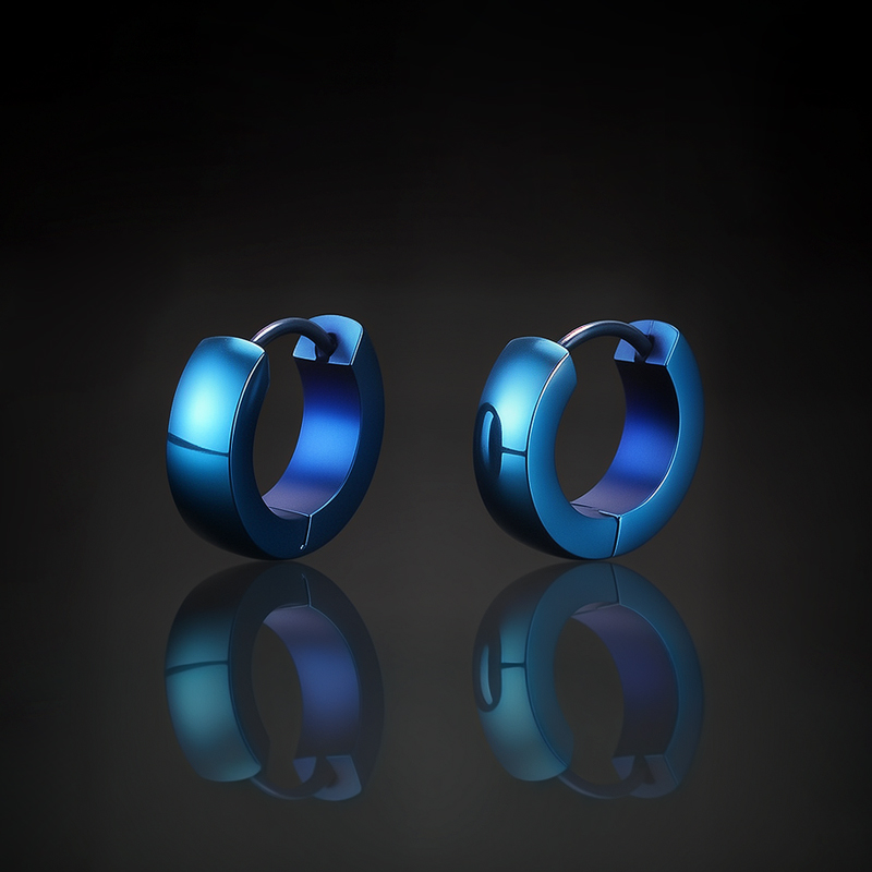 Stainless Steel Hoop Earrings In Black Gold With Street Luxury Shine - Image 6