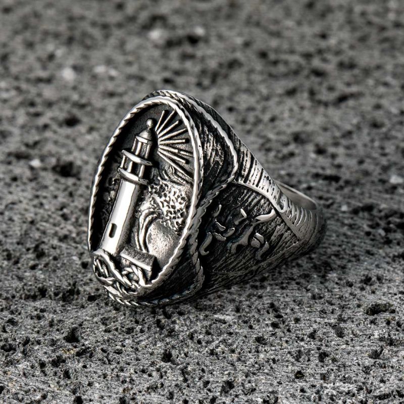 Lighthouse Hourglass Stainless Steel Marine Ring With Street Luxury Shine - Image 3