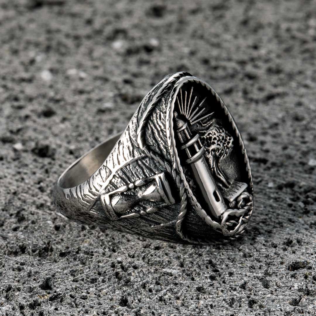 Lighthouse Hourglass Stainless Steel Marine Ring With Street Luxury Shine - Image 4
