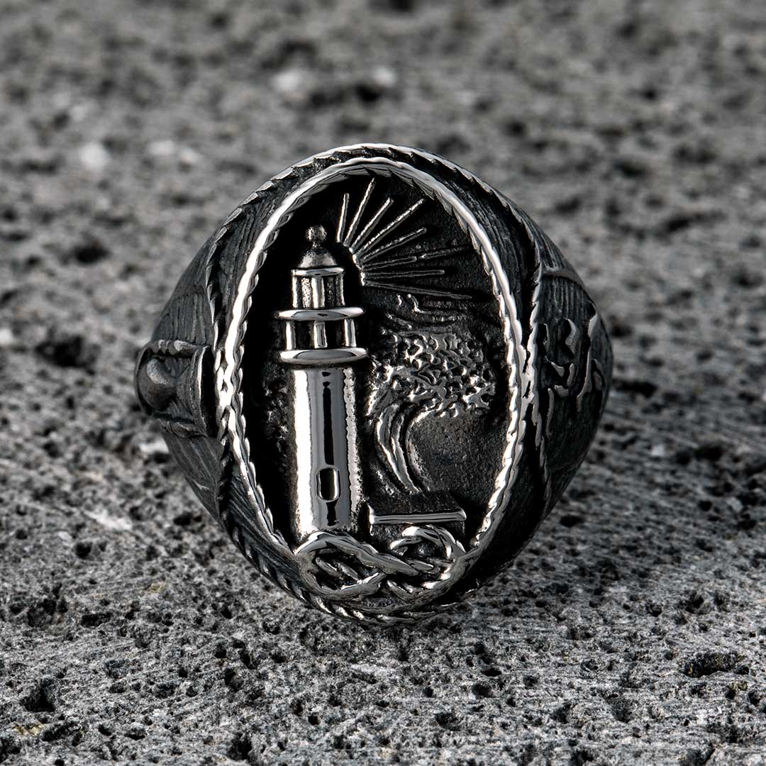 Lighthouse Hourglass Stainless Steel Marine Ring With Street Luxury Shine