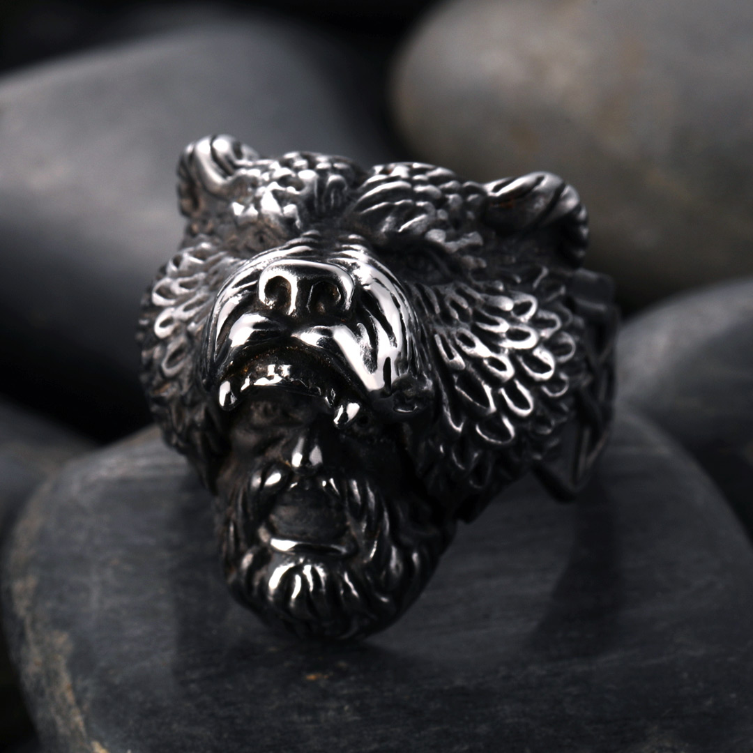 Bear Warrior Biker Stainless Steel Viking Ring With Street Luxury Shine - Image 3