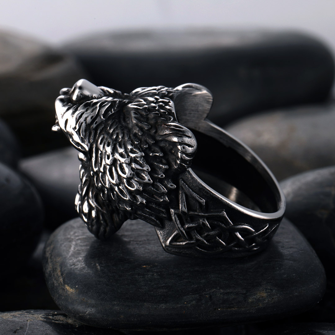 Bear Warrior Biker Stainless Steel Viking Ring With Street Luxury Shine - Image 4