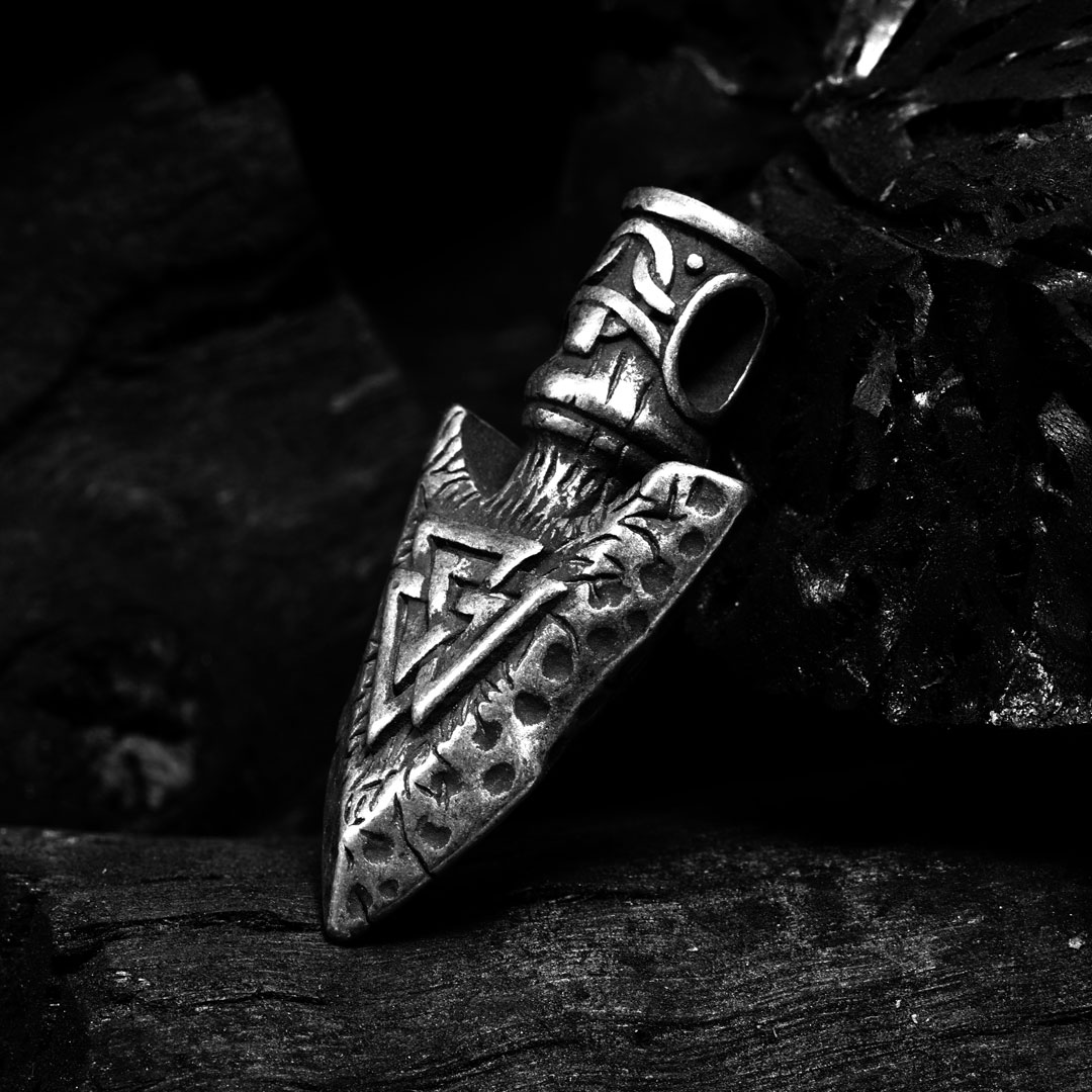 Spearhead Stainless Steel Valknut Pendant Silver With Street Luxury Shine - Image 3