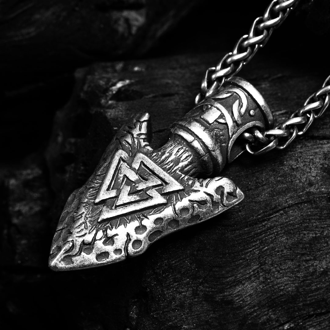 Spearhead Stainless Steel Valknut Pendant Silver With Street Luxury Shine - Image 4