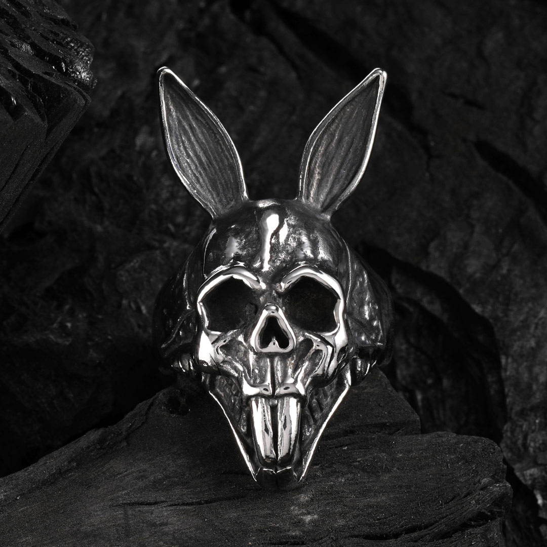Rabbit Skull Stainless Steel Ring Bold Statement Style With Street Luxury - Image 3
