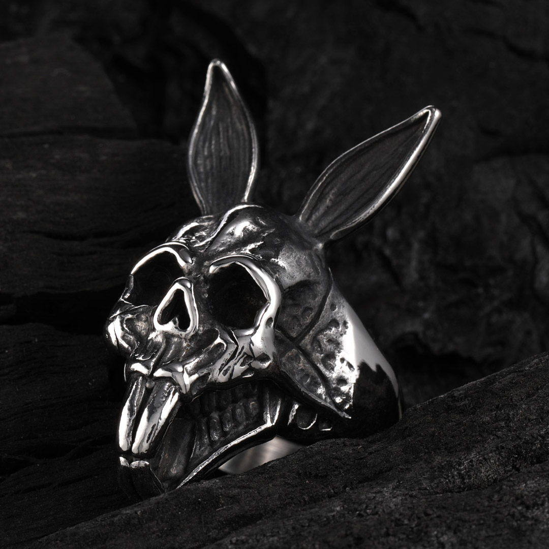 Rabbit Skull Stainless Steel Ring Bold Statement Style With Street Luxury - Image 4