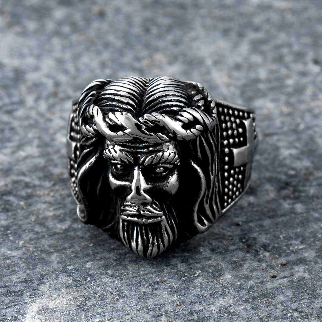 Jesus Christ Cross Stainless Steel Christian Ring With Street Luxury Shine