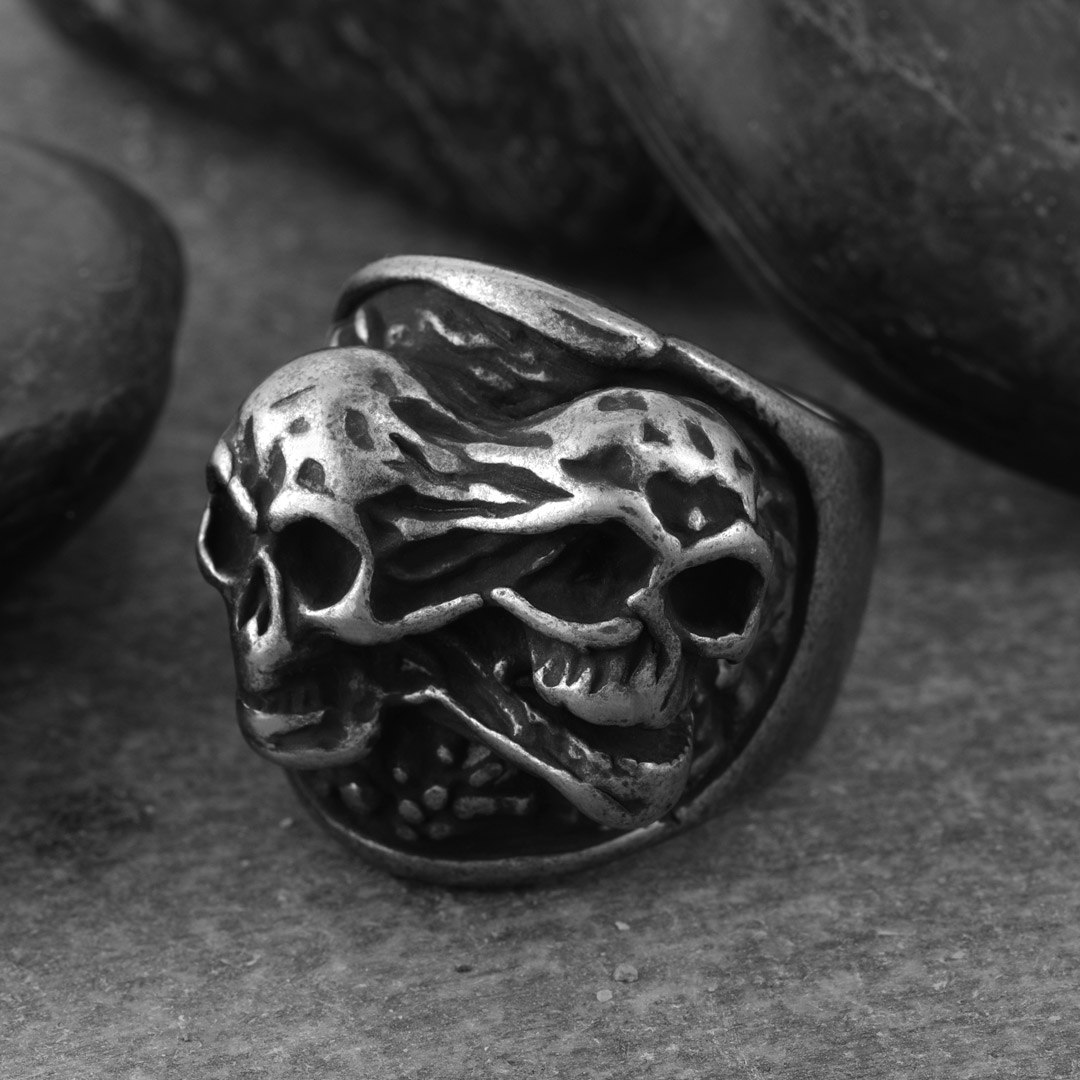 Two-face Stainless Steel Skull Ring Bold Statement Style With Street Luxury
