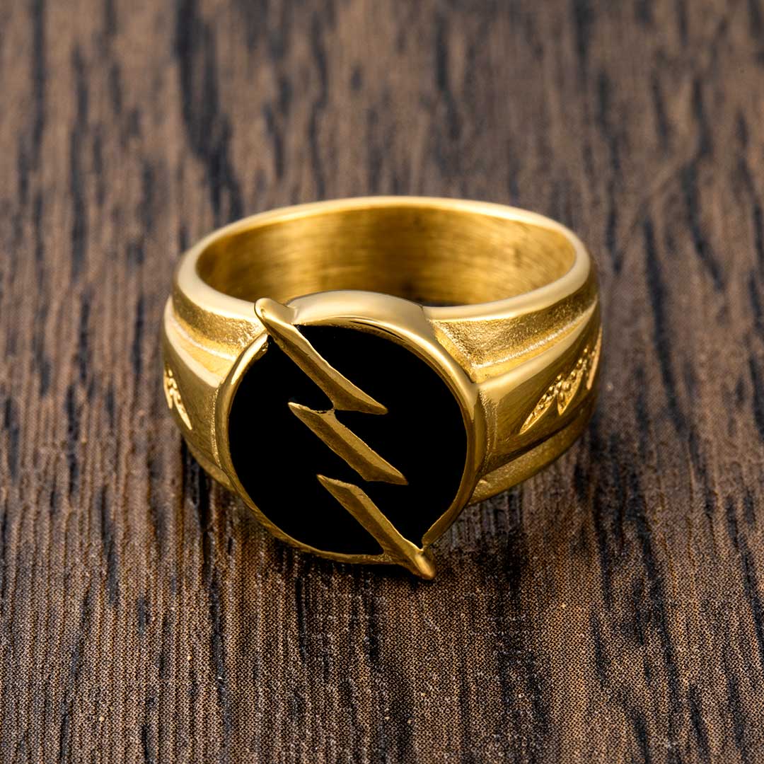 Gold Lightning Stainless Steel Ring Built For Bold Statement Style - Image 3