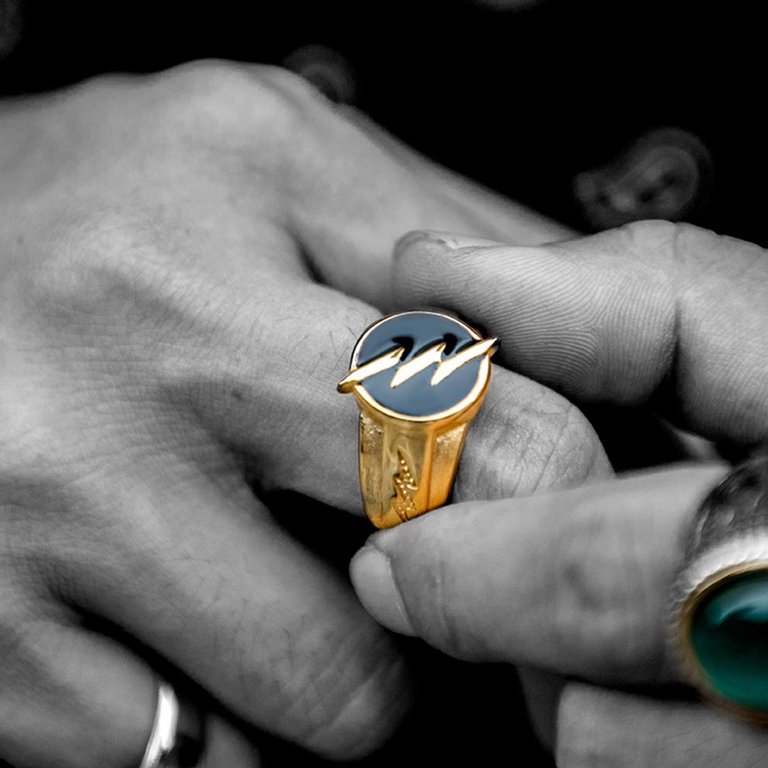 Gold Lightning Stainless Steel Ring Built For Bold Statement Style