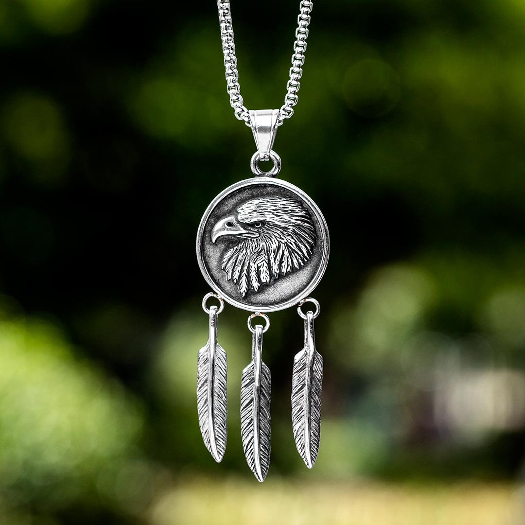 Indian Eagle Feather Stainless Steel Pendant With Street Luxury Shine