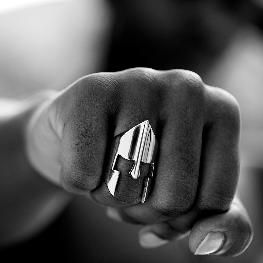 Spartan Warrior Helmet Stainless Steel Ring Silver With Street Luxury Shine - Image 3