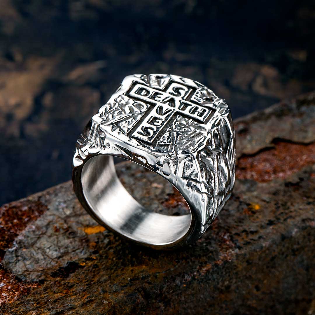 Saves Death Stainless Steel Cross Ring Silver With Street Luxury Shine - Image 3