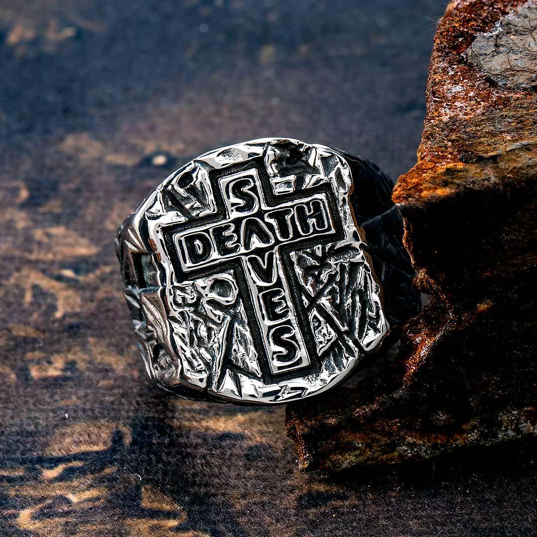 Saves Death Stainless Steel Cross Ring Silver With Street Luxury Shine