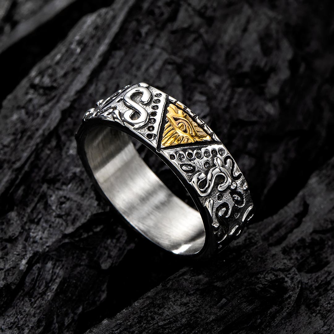 Egyptian Eye Of Horus Stainless Steel Ring Silver With Street Luxury Shine