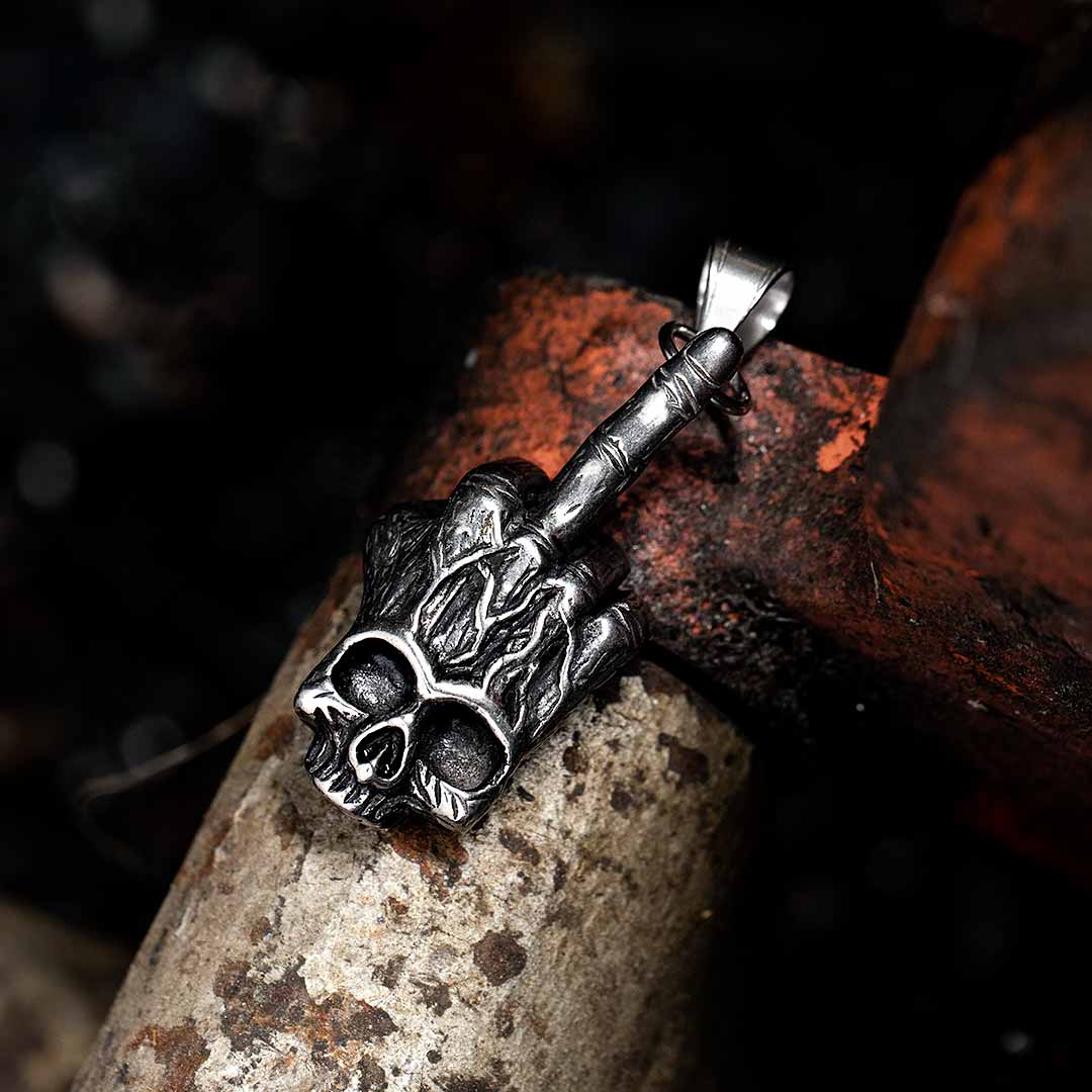 Middle Finger Gesture Hand Stainless Steel Pendant With Street Luxury Shine - Image 3
