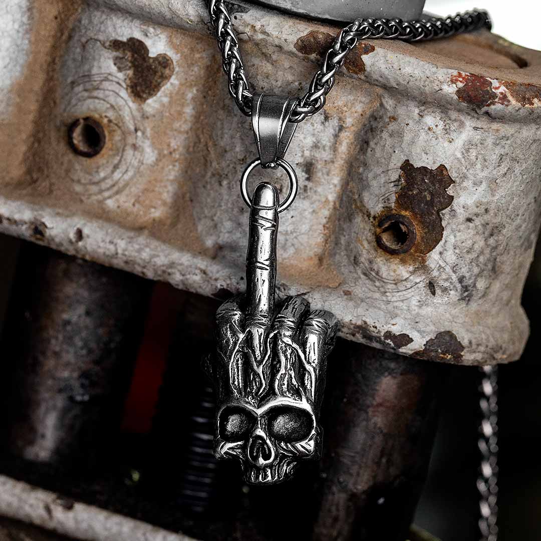 Middle Finger Gesture Hand Stainless Steel Pendant With Street Luxury Shine - Image 4
