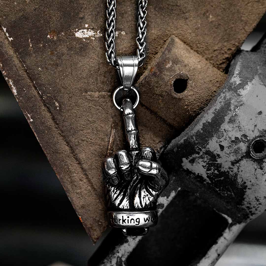 Middle Finger Gesture Hand Stainless Steel Pendant With Street Luxury Shine - Image 5