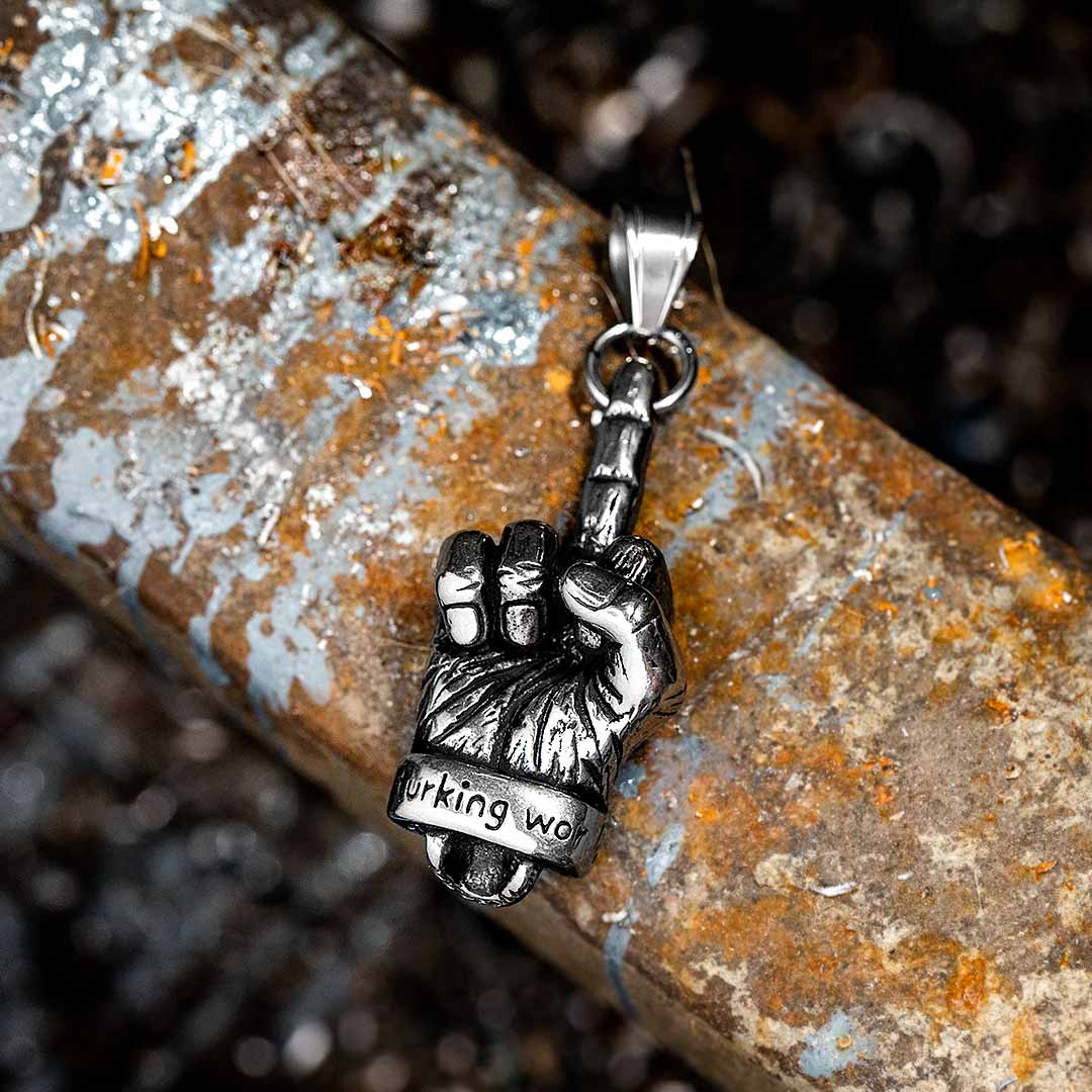 Middle Finger Gesture Hand Stainless Steel Pendant With Street Luxury Shine