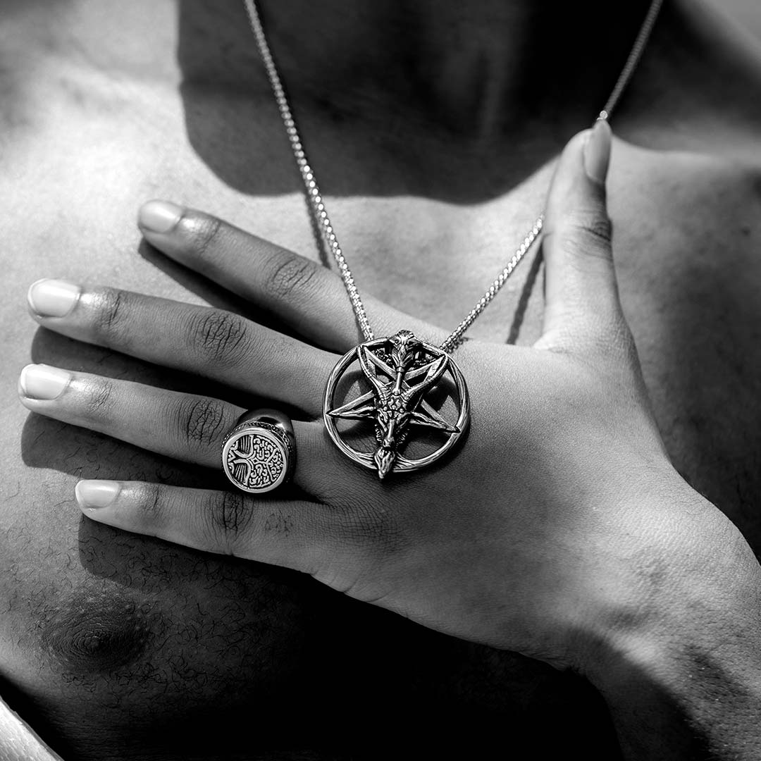 Baphomet Stainless Steel Satan Pendant Silver With Street Luxury Shine