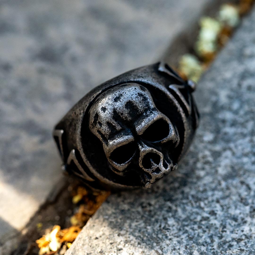 Skull Iron Cross Stainless Steel Ring Silver With Street Luxury Shine - Image 3
