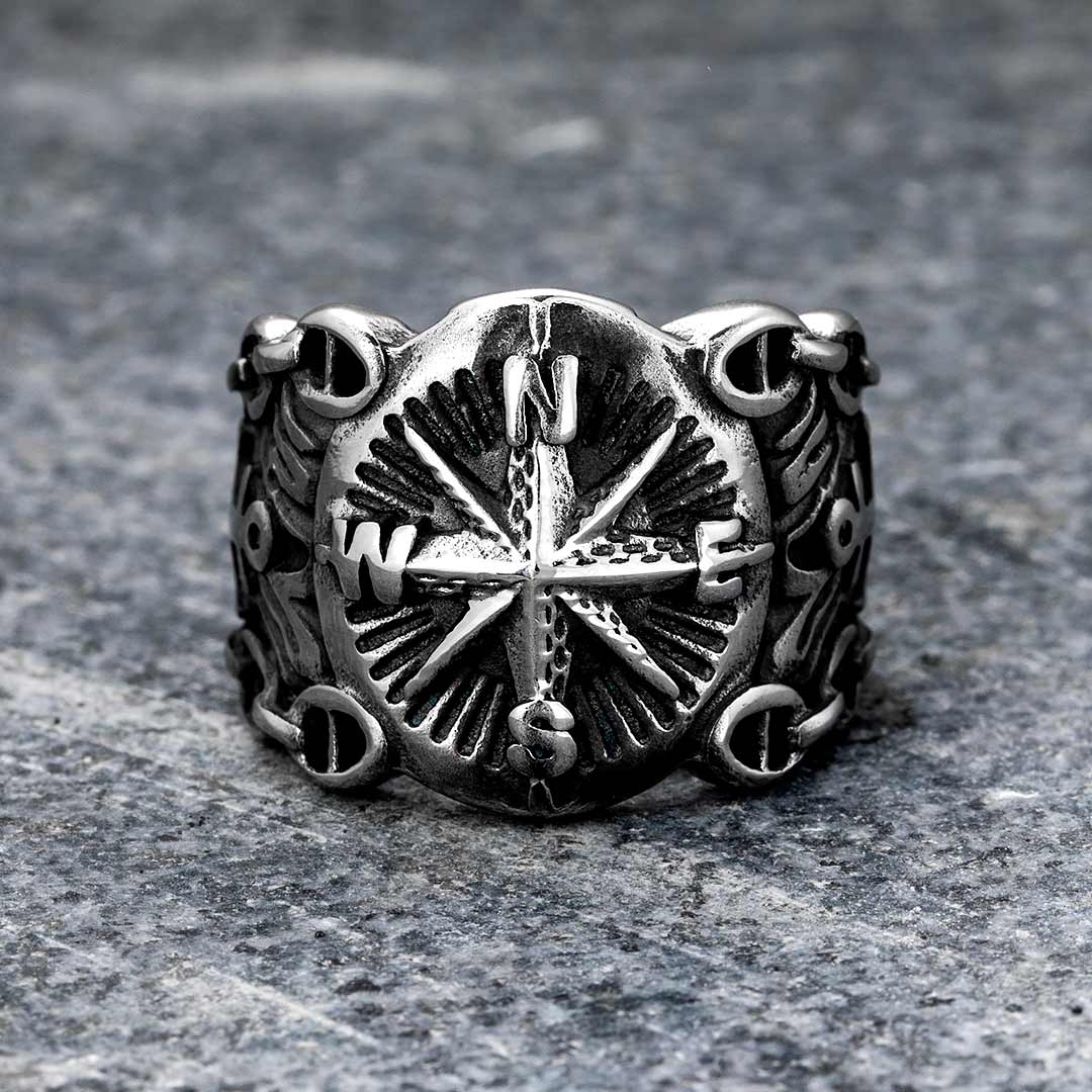 Northern Compass Marine Stainless Steel Ring With Street Luxury Shine - Image 3