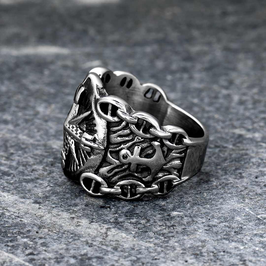 Northern Compass Marine Stainless Steel Ring With Street Luxury Shine - Image 4