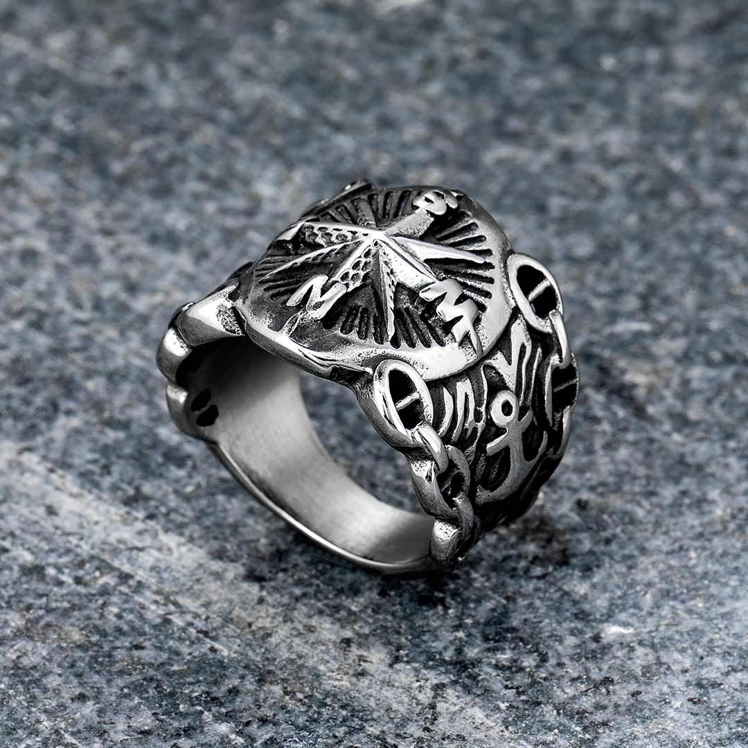 Northern Compass Marine Stainless Steel Ring With Street Luxury Shine