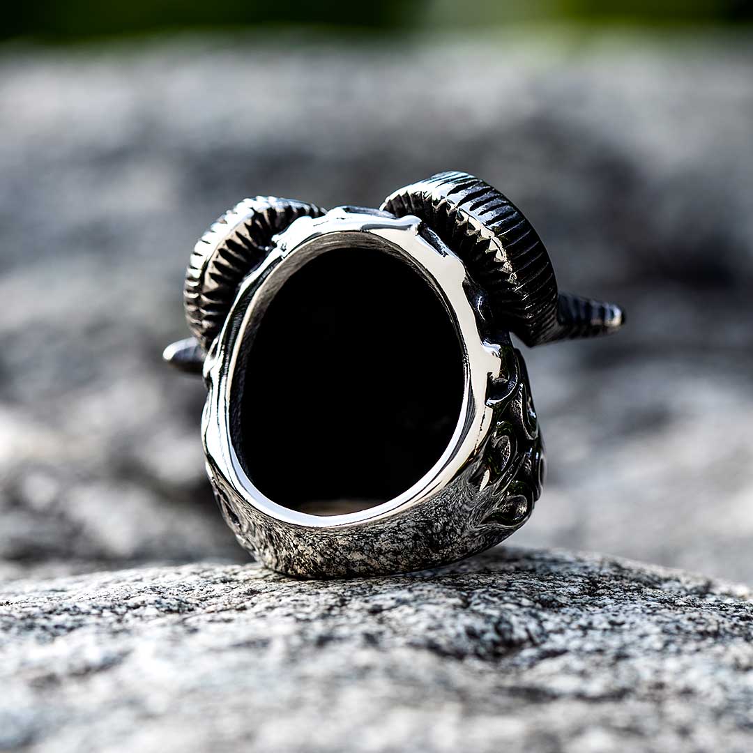 Cross Bighorn Ram Stainless Steel Ring Silver With Street Luxury Shine - Image 5