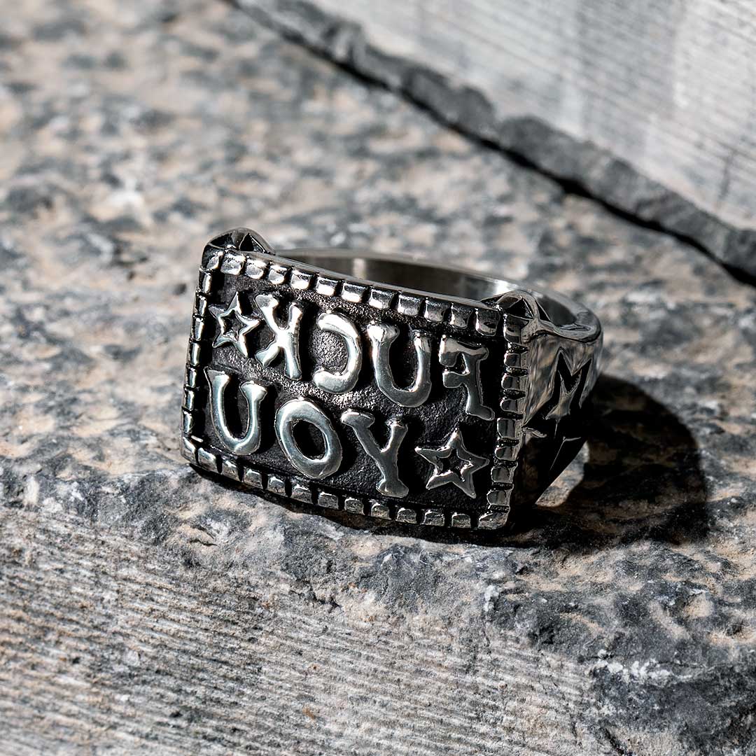 f**k You Mirror Effect Stainless Steel Ring With Street Luxury Shine