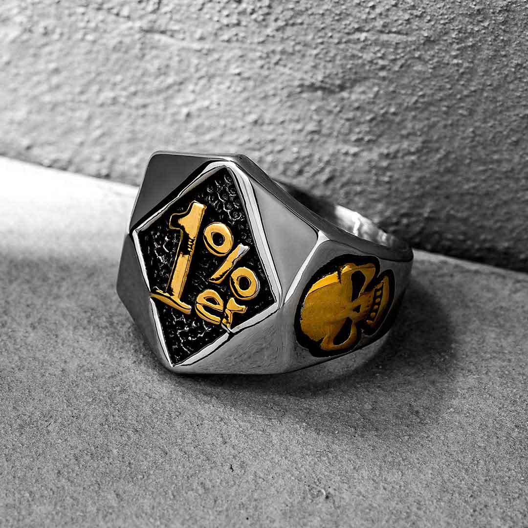 Biker 1%er Stainless Steel Skull Ring Silver With Street Luxury Shine - Image 3