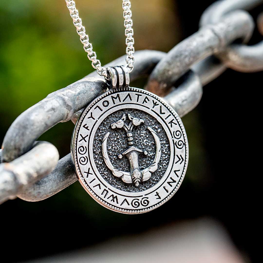 Vanir Sword And Viking Ship Stainless Steel Pendant With Bold Premium Edge - Image 3