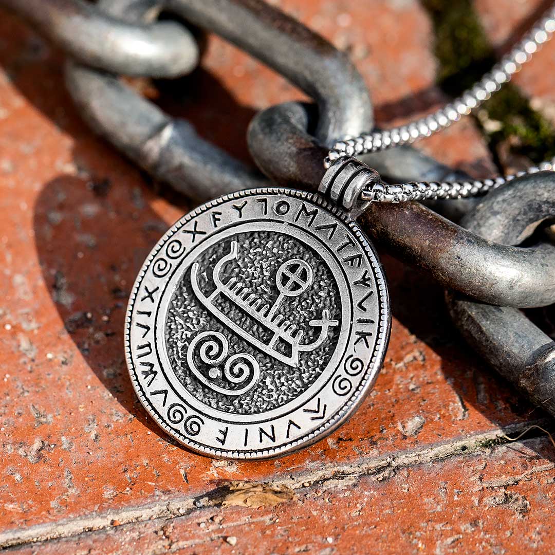 Vanir Sword And Viking Ship Stainless Steel Pendant With Bold Premium Edge - Image 5