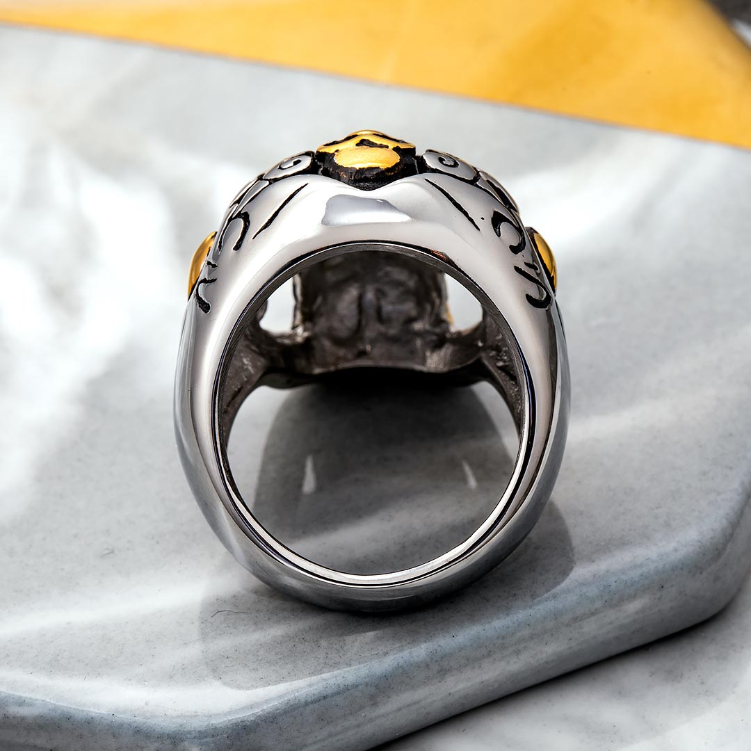 Biker Red Eyes Skull Stainless Steel Ring Silver With Street Luxury Shine - Image 5