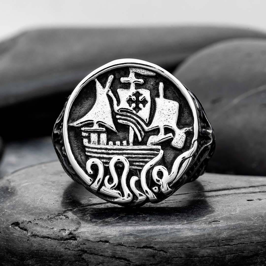 Sailing Ship Storm Sailor Stainless Steel Ring With Street Luxury Shine - Image 3