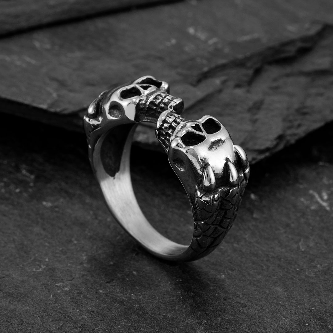 Double Skull Stainless Steel Ring Bold Statement Style With Street Luxury - Image 3