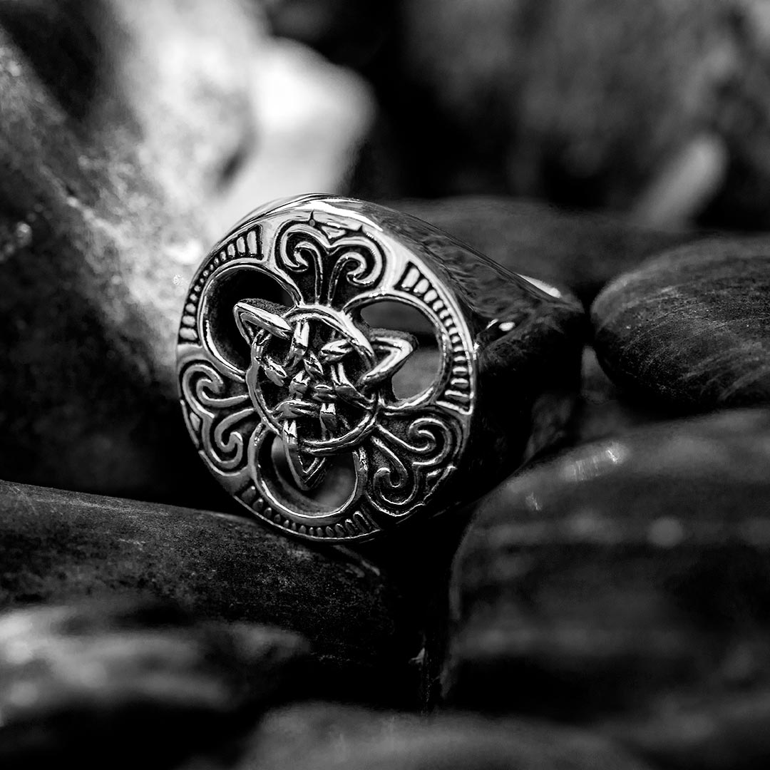 Viking Celtic Knot Stainless Steel Ring Silver With Street Luxury Shine - Image 3