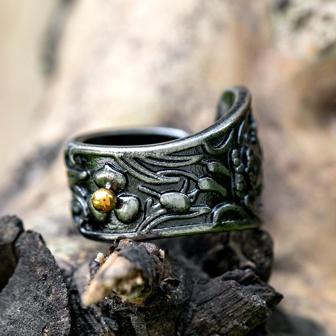 Vintage Irregular Engraving Stainless Steel Ring With Street Luxury Shine - Image 3