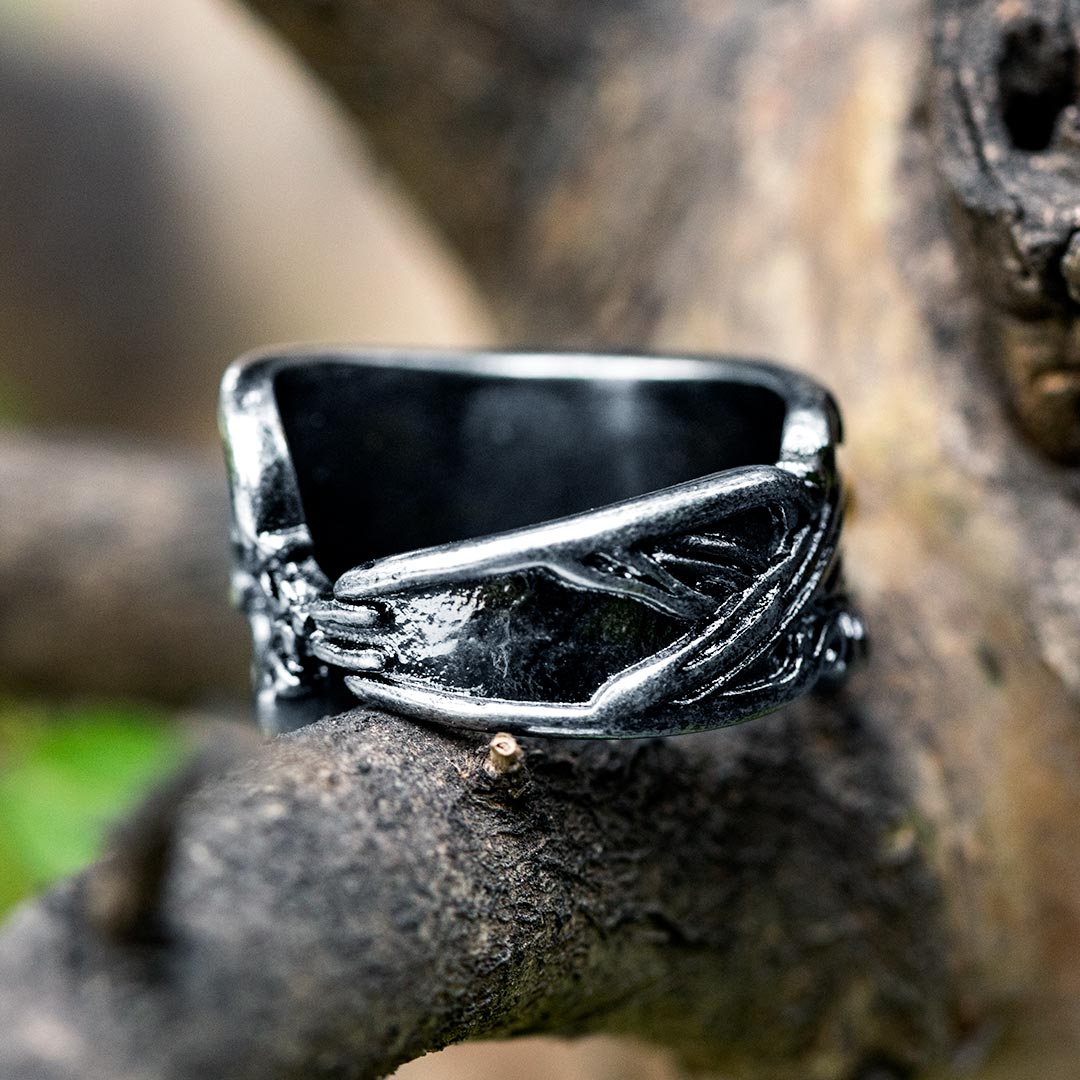 Vintage Irregular Engraving Stainless Steel Ring With Street Luxury Shine - Image 4