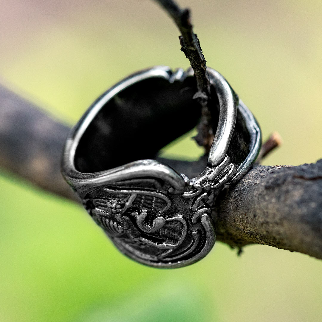 Vintage Irregular Engraving Stainless Steel Ring With Street Luxury Shine - Image 5