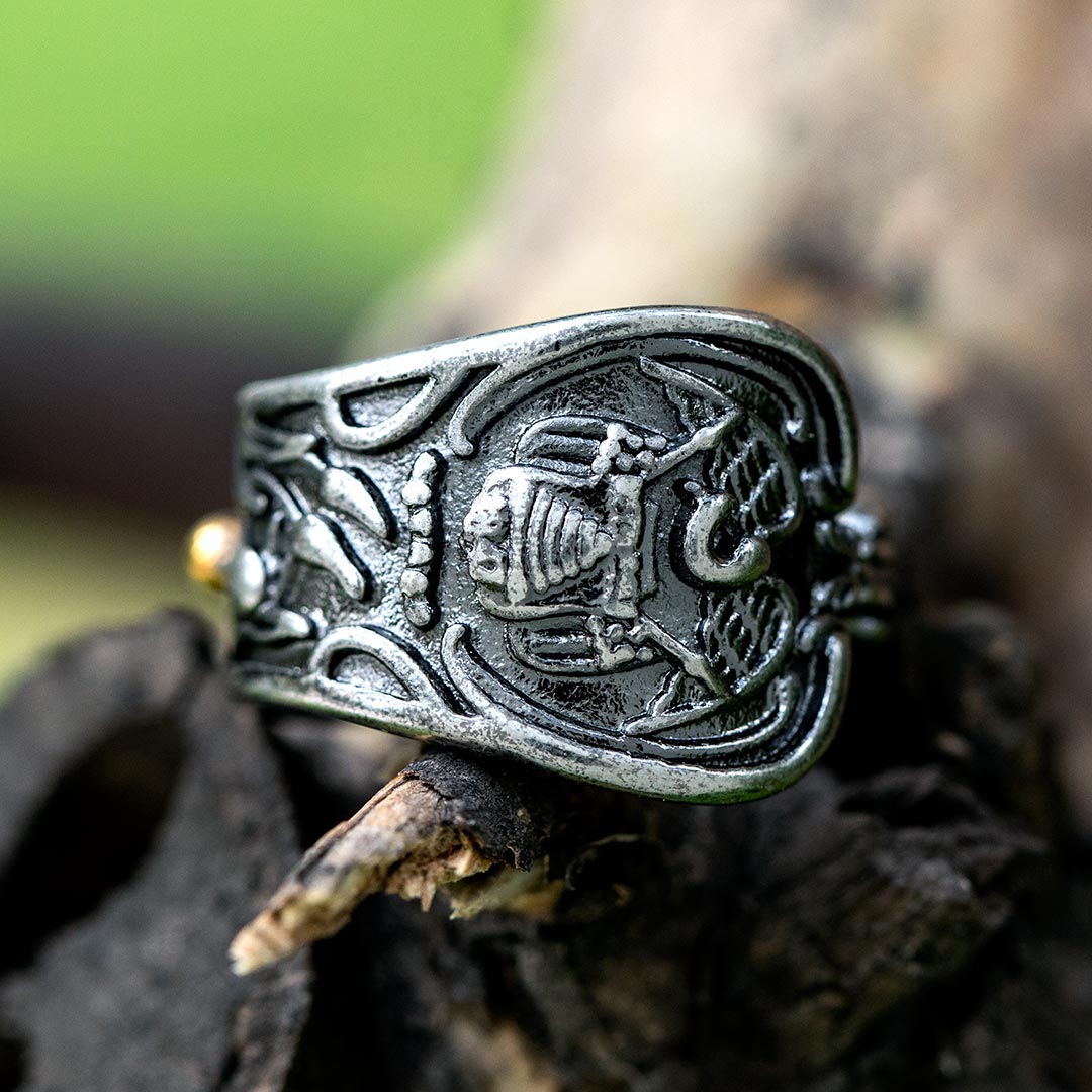 Vintage Irregular Engraving Stainless Steel Ring With Street Luxury Shine