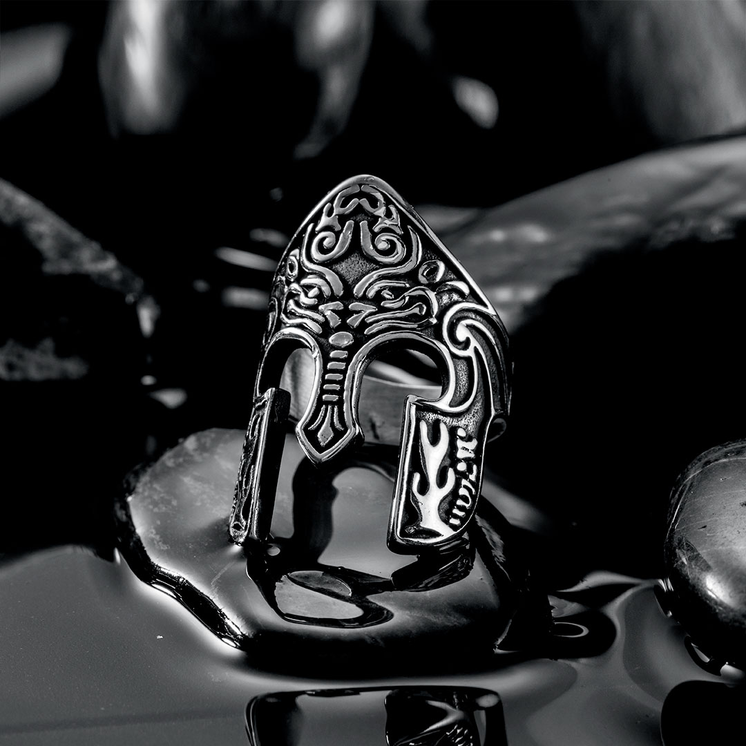 Viking Warrior Spartan Helmet Stainless Steel Ring With Street Luxury Shine - Image 3