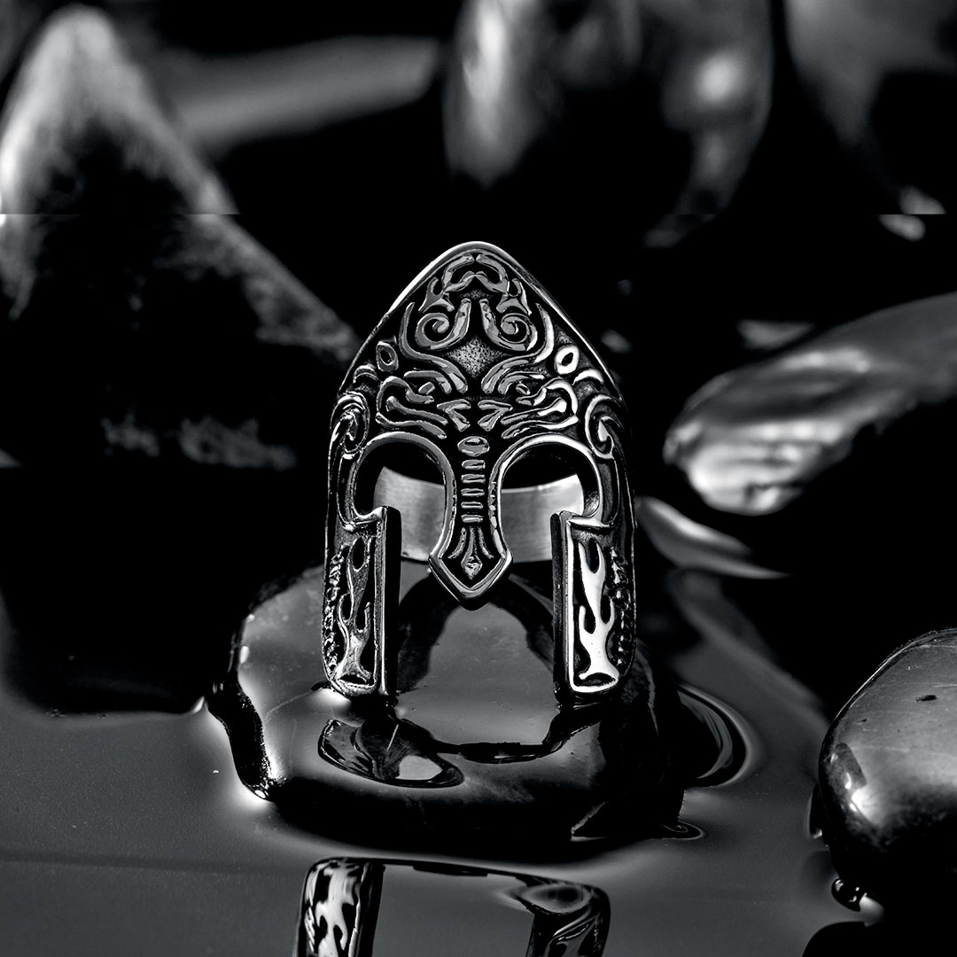 Viking Warrior Spartan Helmet Stainless Steel Ring With Street Luxury Shine