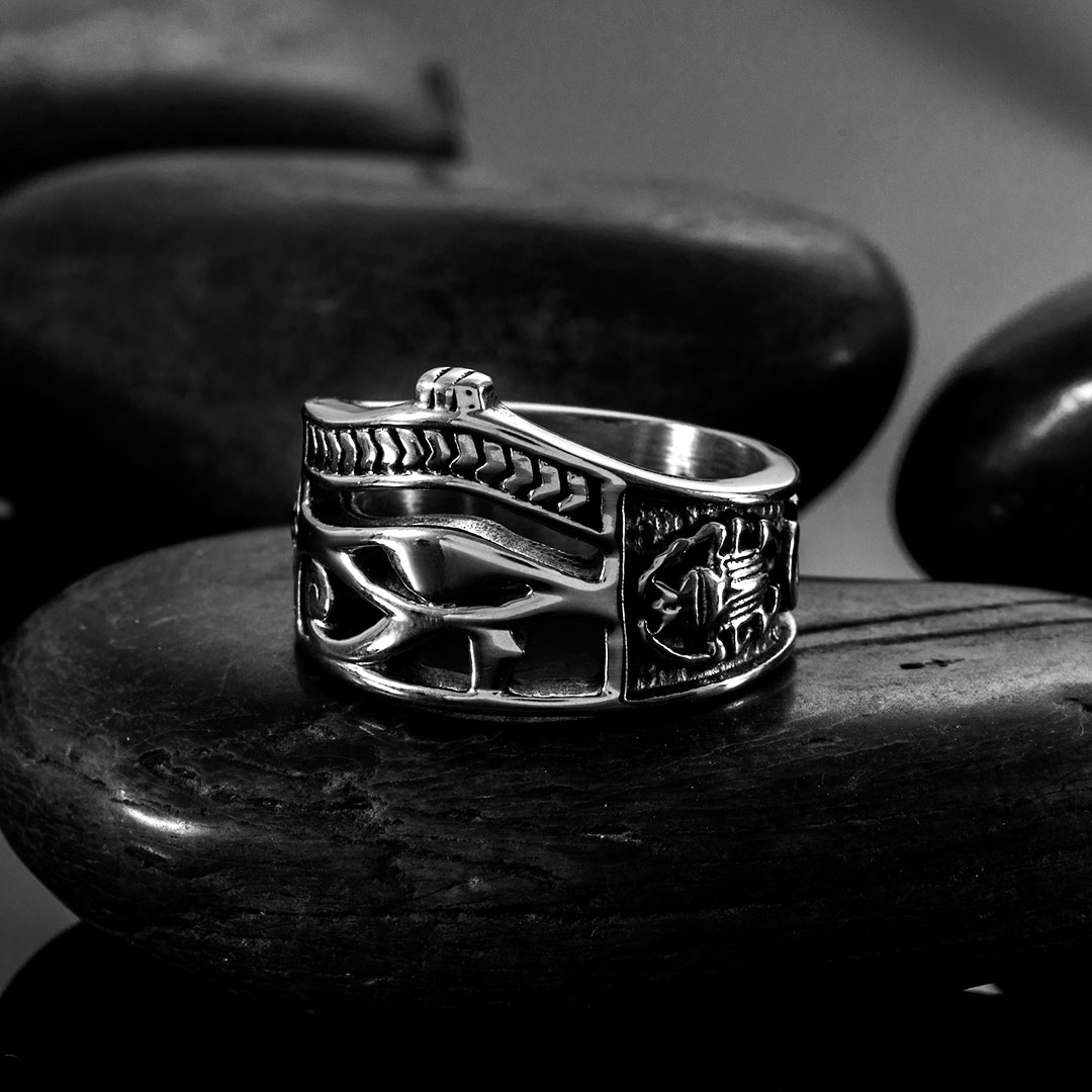 The Eye Of Horus Stainless Steel Ring Silver With Street Luxury Shine - Image 3