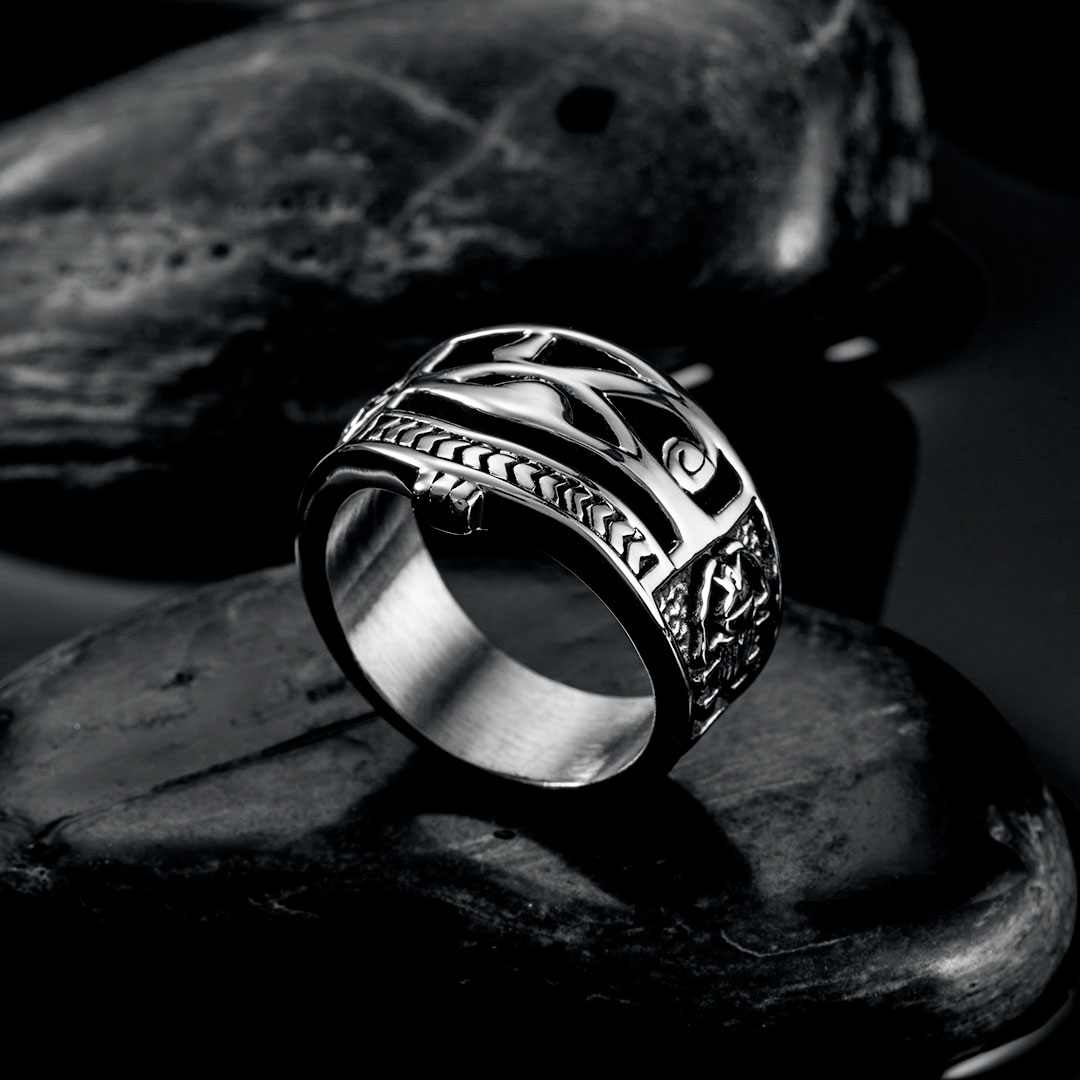 The Eye Of Horus Stainless Steel Ring Silver With Street Luxury Shine - Image 4