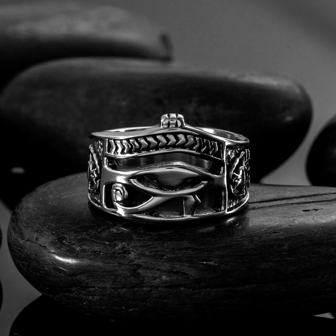 The Eye Of Horus Stainless Steel Ring Silver With Street Luxury Shine
