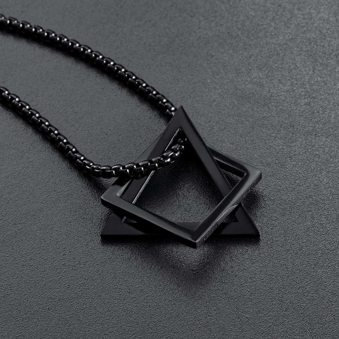 Interlock Black Square Triangle Geometric Pendant With Street Luxury Shine