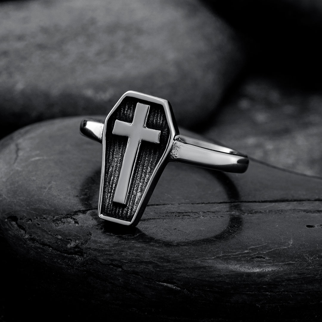 Cross Coffin Stainless Steel Ring Bold Statement Style With Street Luxury - Image 3