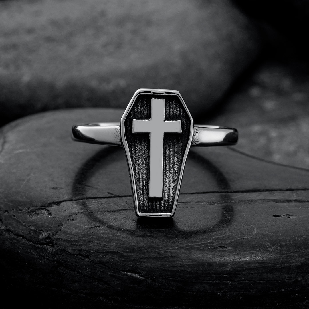 Cross Coffin Stainless Steel Ring Bold Statement Style With Street Luxury