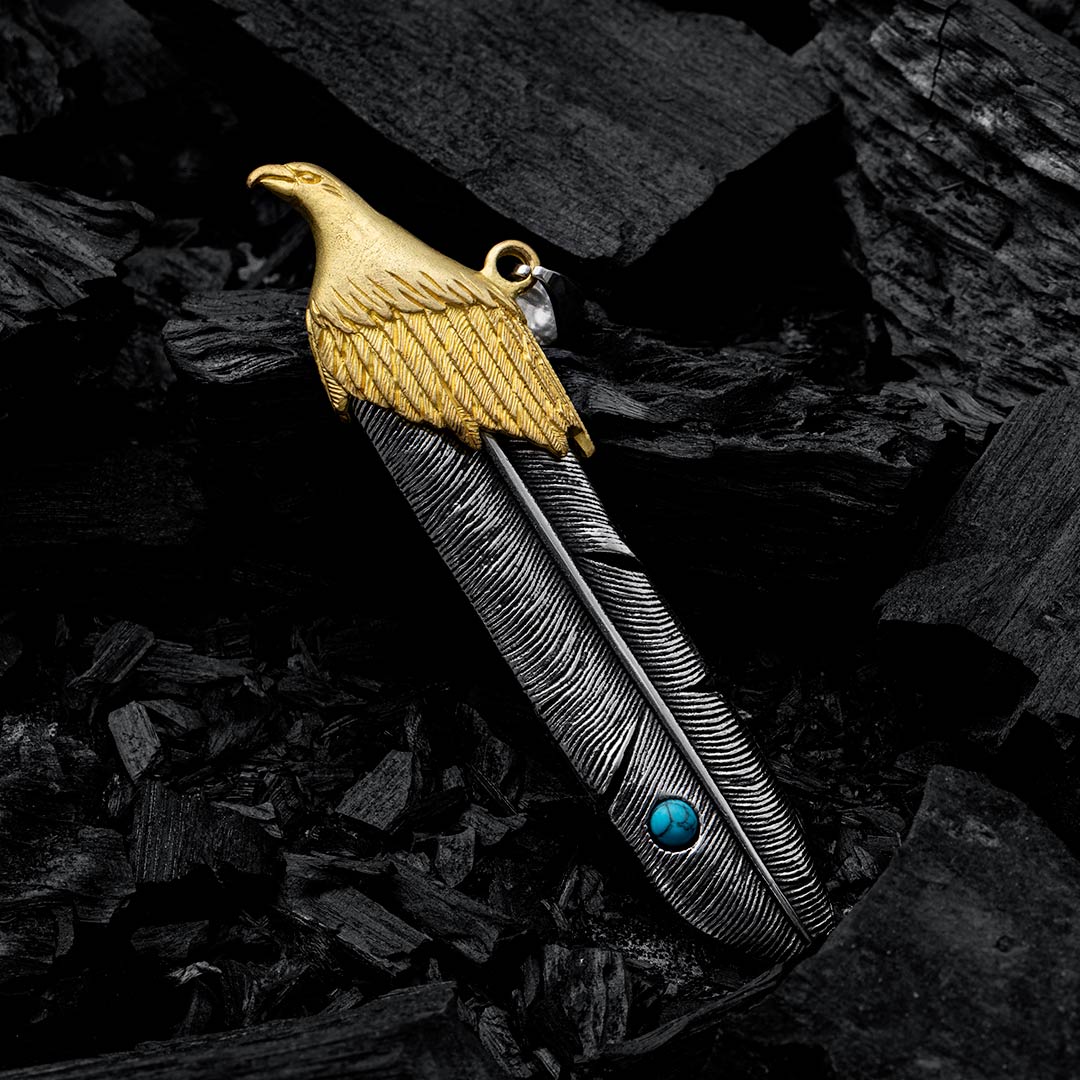 Eagle Feather Stainless Steel Pendant Silver With Street Luxury Shine - Image 4